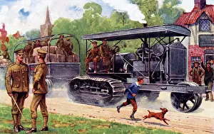 Regimental Prints: Caterpillar Traction Engine used by Army Service Corps, WW1
