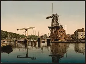Catharine Prints: Catharine Bridge and windmill, Haarlem, Holland