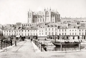 Queenstown Prints: Cathedral, and docks Cobh (Queenstown), Ireland. c. 1890