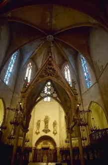 Ogival Prints: Cathedral of Minorca. 14th century. Interior view. Ciutadell