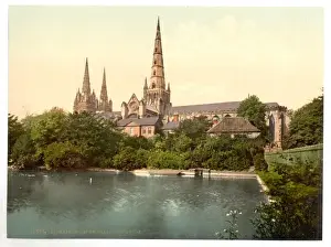 Lichfield Prints: Cathedral, South Side, Lichfield, England