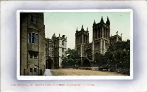 Cathedral - West Front & Norman Doorway, Bristol, Bristol Co