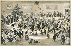 Wain Gallery: A Cats Christmas Dance by Louis Wain
