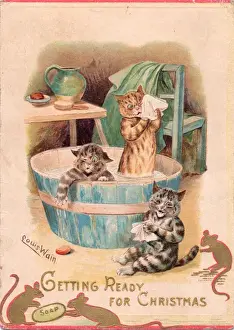 Mice Prints: Three cats getting ready for Christmas
