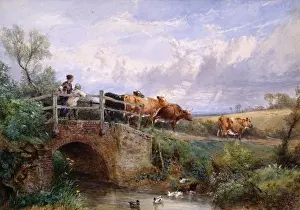 Cattle Crossing a Bridge