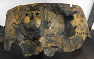 Cauldron of riveted bronze plates hammered thin. Made by Cel Cauldron of riveted bronze plates hammered thin. Made by Cel