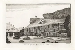 1778 Prints: Causeway at Rigaudel bridge, Vivarais, France, 18th century