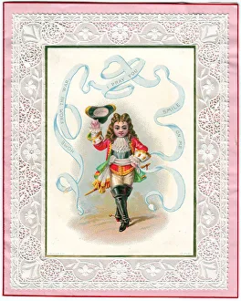 Images Dated 22nd June 2018: Cavalier soldier home from the war on a Valentine card