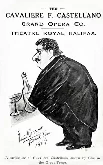 Images Dated 28th April 2021: Cavaliere F Castellano Grand Opera Co, Theatre Royal, Halifax - caricature of Castellano