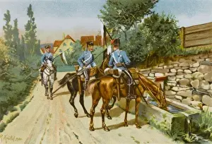 Cavalry Horses Drinking