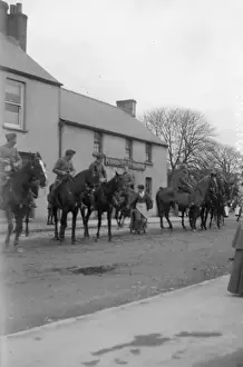 Cavalry parade outside pub, Haverfordwest, South Wales
