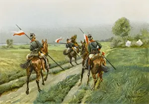 Cavalrymen Prints: Cavalry Patrol Fired On