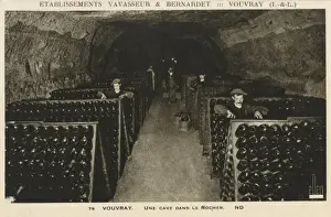 Cellars Prints: A cave carved out of rock to store Champagne in France