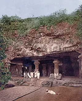 Caves Prints: Caves at Elephanta, Bombay (Mumbai), India, circa 1890s