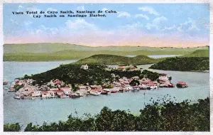 Mansions Prints: Cay Smith suburb, harbour, Santiago de Cuba, Cuba