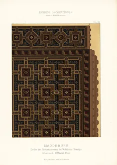 Ernst Wasmuth Prints: Ceiling in the Hennige house, Magdeburg, Germany. 1880s