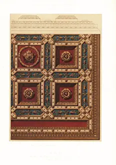 Ernst Wasmuth Prints: Ceiling in the Palace of the Chancellery, Rome, Italy, 16th cent