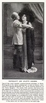 Grossmith Prints: Celebrated Parisian entertainer Mistinguett seen in a costume that mimics that of George Grossmith