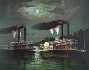 Robt Prints: Celebrated race of the steamers Robt. E. Lee and Natchez