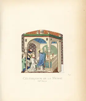 Celebrating a mass, 14th century