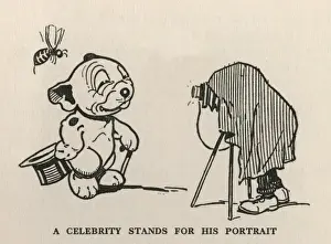 A celebrity stands for a portrait