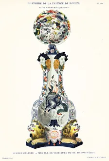 Crockery Prints: Celestial sphere for a hall or library, Rouen, 1725