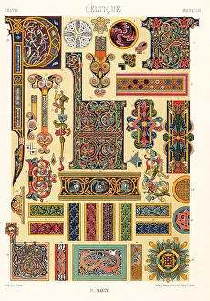 Racinet Prints: Celtic manuscript ornament, 7th to 11th centuries