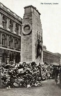 Images Dated 2nd October 2020: The Cenotaph, London - surrounded by memorial wreaths