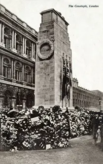 Remembrance Prints: The Cenotaph, London - surrounded by memorial wreaths
