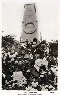 Edwin Prints: The Cenotaph, Whitehall, London - floral tributes