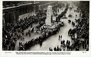 Cenotaph Prints: The Cenotaph, Whitehall, London - Shrine of Flowers, 1920