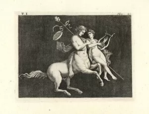 Antiquitiesofherculaneum Gallery: Centaur carrying a youth and teaching him to play the lyre
