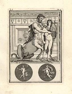 Antiquitiesofherculaneum Gallery: The centaur Chiron teaching Achilles to play