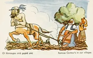Humourous Prints: A Centaur pulling a plough