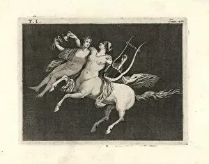 Antiquitiesofherculaneum Gallery: Centauress carrying a young man, playing the