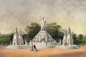 Centennial Prints: Centennial Fountain, Philadelphia Park, Pa. 1876
