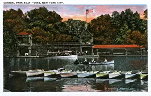 Autumnal Prints: Central Park Boat House in Autumn, New York City, USA