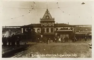 Cobblestones Prints: Central Railway Station, Concepcion, Chile, South America