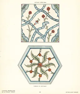 Kutahya Prints: Ceramic floor tiles decorated with flowers and foliage made in K