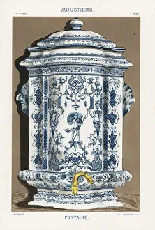 Trident Prints: Ceramic fountain from Moustiers, France