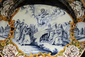 Catharijneconvent Collection: Ceramic. Plate decorated with religious scene. 18th centurie