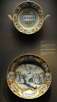 Images Dated 24th October 2013: Ceramic. Plates decorated with scenes religious, 17th-18th ce