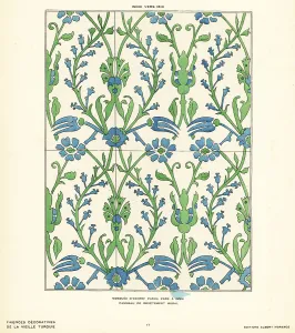 Iznik Prints: Ceramic wall tiles decorated with flowers and foliage made in Iz