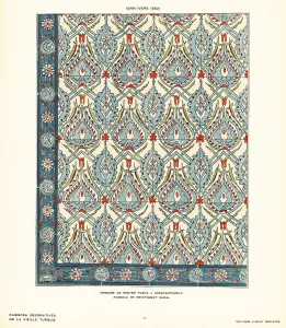 Lattice Prints: Ceramic wall tiles decorated with lattice of flowers and foliage