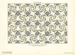 Lattice Prints: Ceramic wall tiles with decorative lattice of flowers and foliag