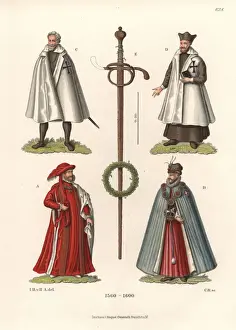 Ceremonial Prints: Ceremonial dress of orders of chivalry, 16th century