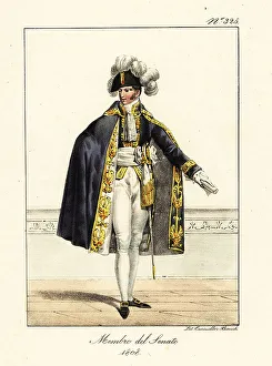 Bicorne Prints: Ceremonial robes of a member of the Senate, Napoleonic era, Firs