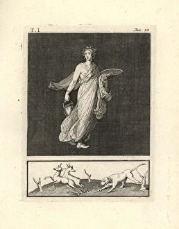 Antiquitiesofherculaneum Gallery: Cernophores dancer with basket, plate, crown
