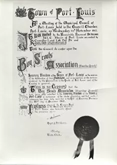 Clerk Gallery: Certificate, Freedom of the Town of Port Louis, Mauritius