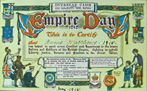Images Dated 12th November 2012: Certificate from the Overseas Club - Empire Day 1915
